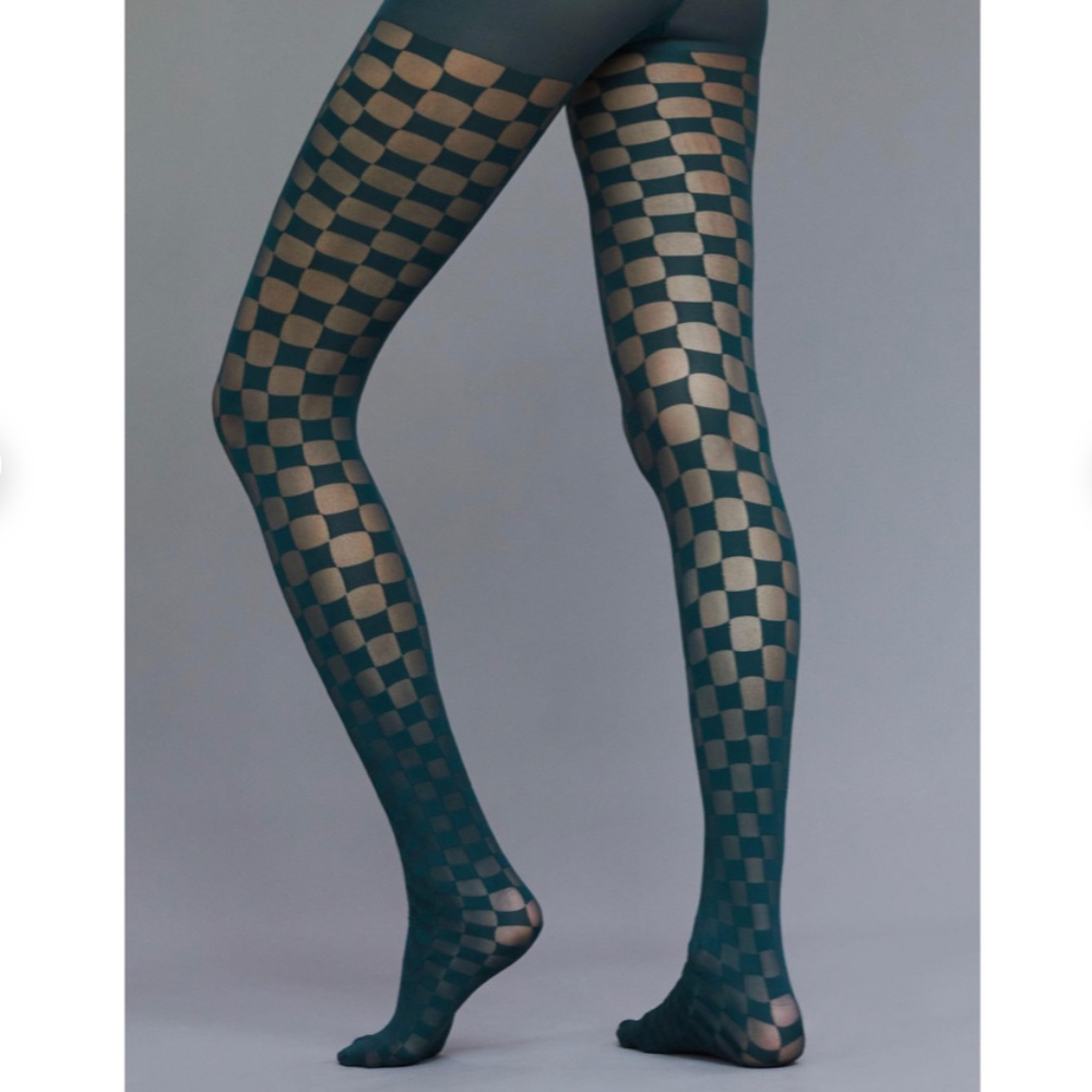 *ISO* DO NOT BUY Anthropologie dark green checkered tights (must be new w/tag)